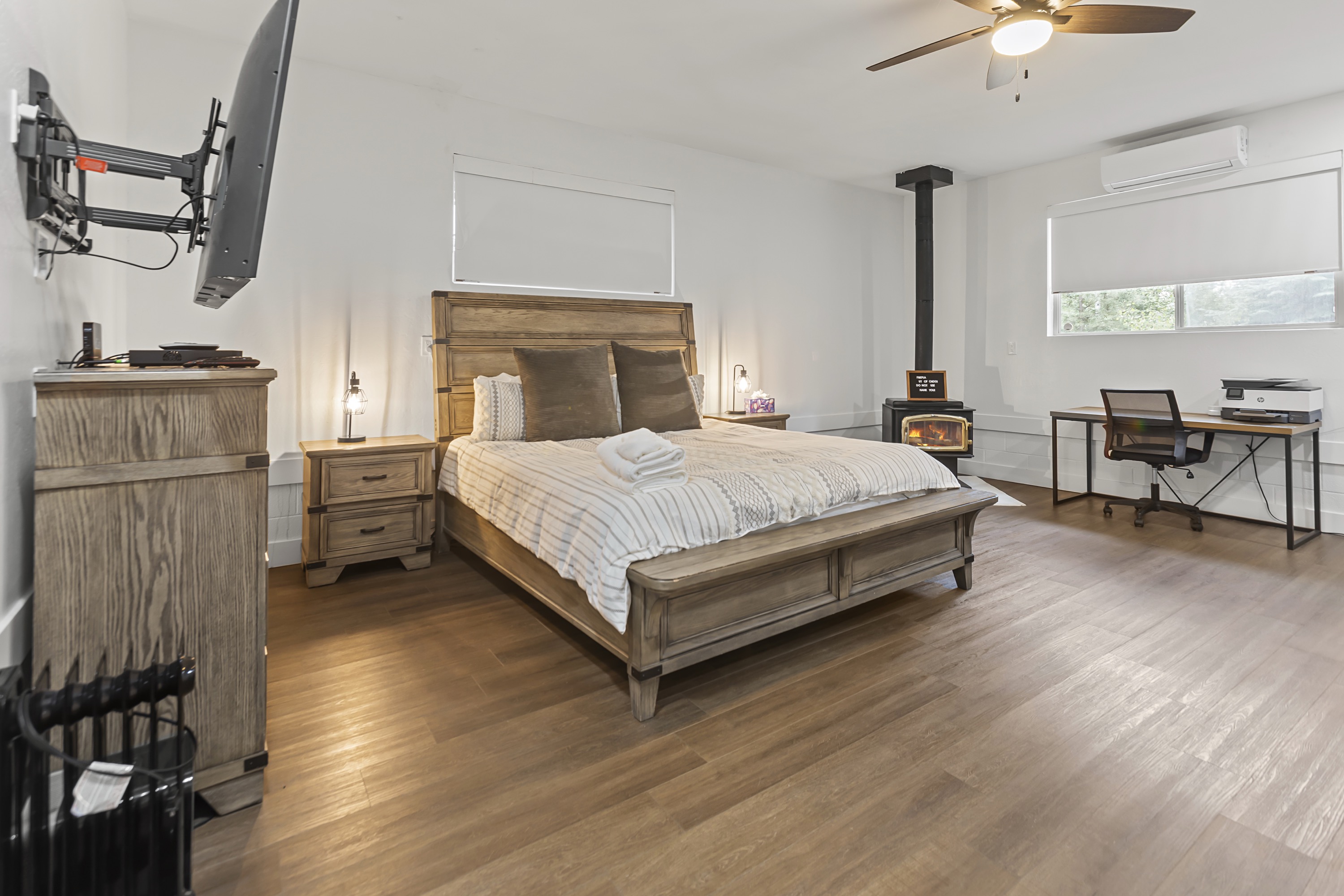 Primary bedroom with fireplace